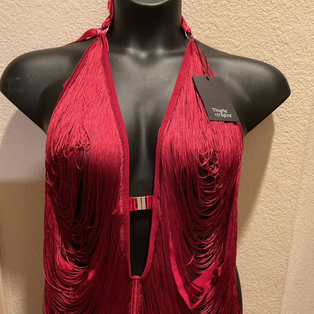 Burgundy Fringe Slip- NWT - Picture 2 of 6